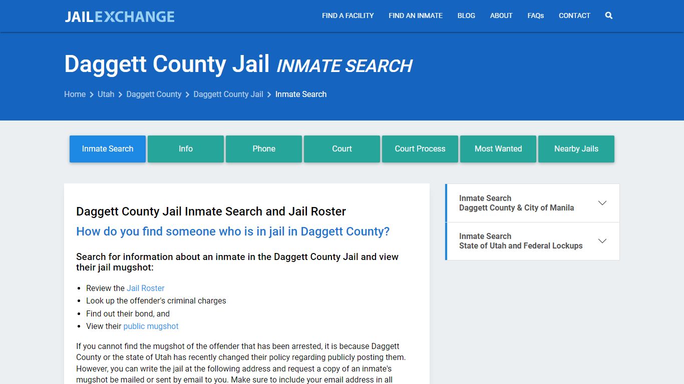 Inmate Search: Roster & Mugshots - Daggett County Jail, UT