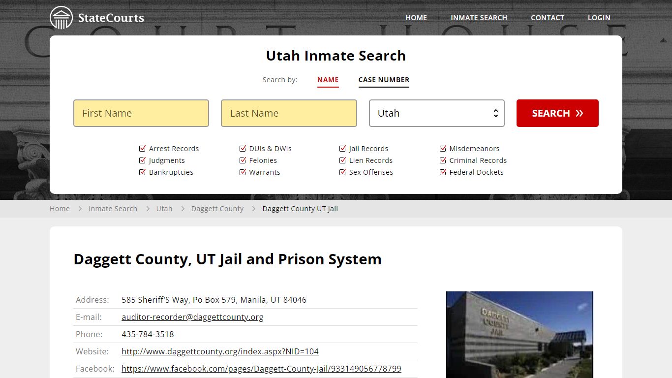 Daggett County UT Jail Inmate Records Search, Utah - StateCourts
